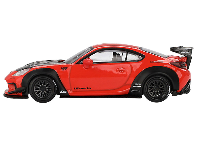 Toyota GR86 "LB-Nation - Liberty Walk" Red with Carbon Hood Limited Edition 1/64 Diecast Model Car by Mini GT LuxuryLifeWay Online Store