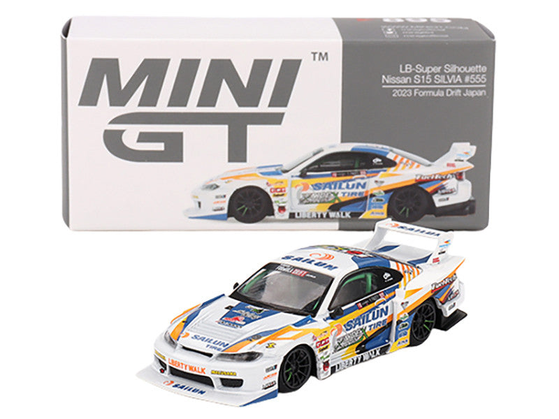Nissan "LB-Super Silhouette" S15 SILVIA RHD (Right Hand Drive) #555 Yukio Fausto "Formula Drift Japan" (2023) Limited Edition 1/64 Diecast Model Car by Mini GT LuxuryLifeWay Online Store