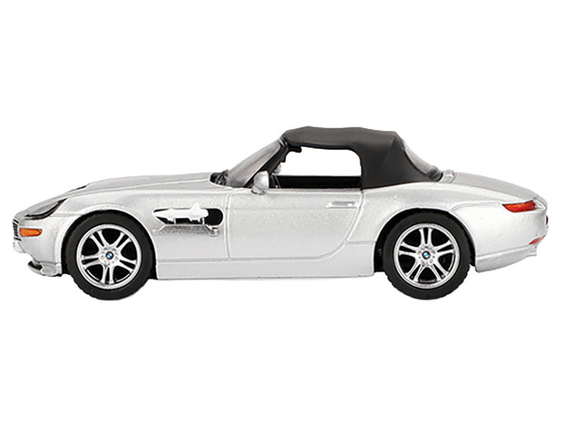 BMW Z8 Silver Metallic with Black Soft Top 007 James Bond "The World Is Not Enough" (1999) Movie Limited Edition 1/64 Diecast Model Car by Mini GT LuxuryLifeWay Online Store