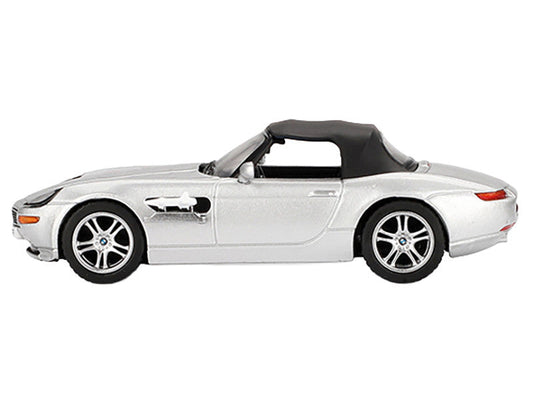 BMW Z8 Silver Metallic with Black Soft Top 007 James Bond "The World Is Not Enough" (1999) Movie Limited Edition 1/64 Diecast Model Car by Mini GT LuxuryLifeWay Online Store