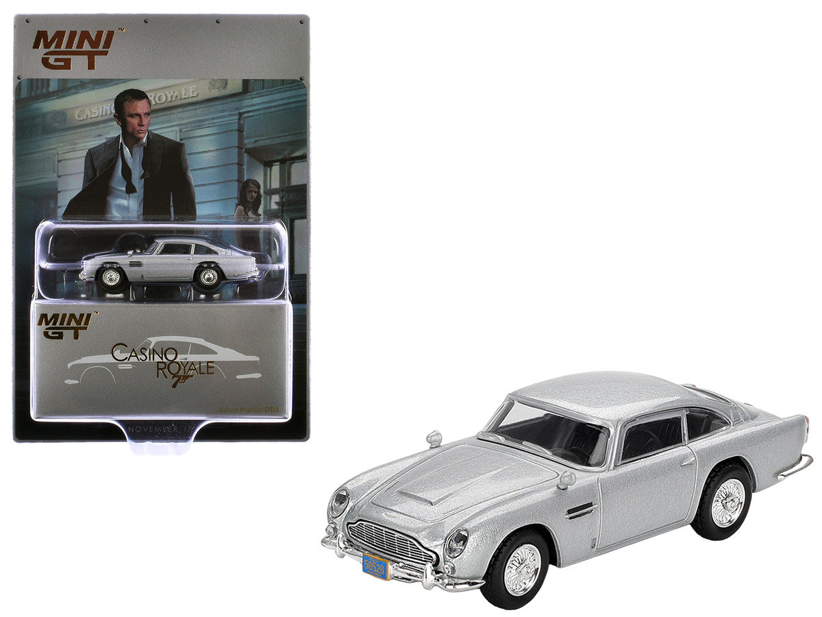Aston Martin DB5 Birch Silver Metallic 007 James Bond "Casino Royale" (2006) Movie Limited Edition 1/64 Diecast Model Car by Mini GT LuxuryLifeWay Online Store