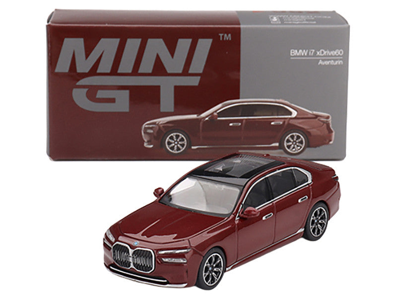 BMW i7 xDrive60 Aventurin Red Metallic Limited Edition 1/64 Diecast Model Car by Mini GT LuxuryLifeWay Online Store