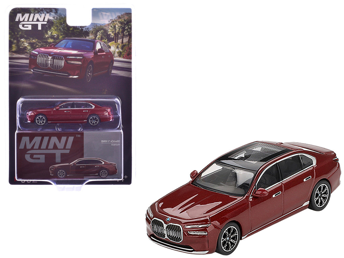 BMW i7 xDrive60 Aventurin Red Metallic Limited Edition 1/64 Diecast Model Car by Mini GT LuxuryLifeWay Online Store