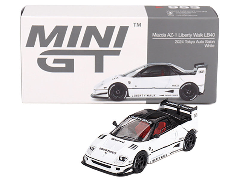 Mazda AZ-1 Liberty Walk LB40 RHD (Right Hand Drive) White with Black Top "2024 Tokyo Auto Salon" Limited Edition 1/64 Diecast Model Car by Mini GT LuxuryLifeWay Online Store