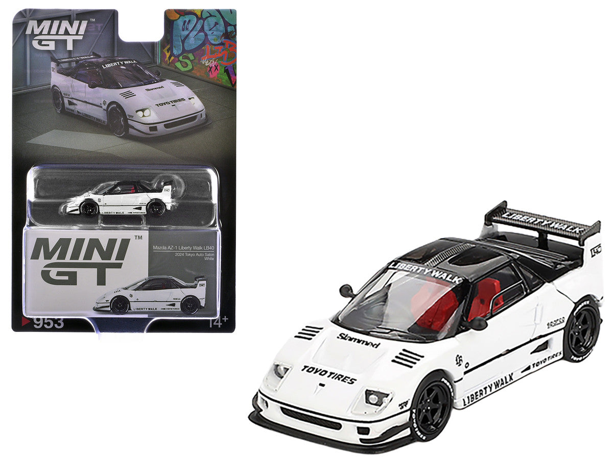 Mazda AZ-1 Liberty Walk LB40 RHD (Right Hand Drive) White with Black Top "2024 Tokyo Auto Salon" Limited Edition 1/64 Diecast Model Car by Mini GT LuxuryLifeWay Online Store