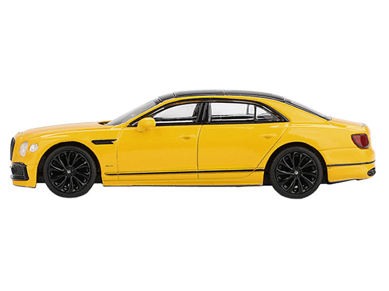 Bentley Flying Spur Monaco Yellow with Black Top Limited Edition 1/64 Diecast Model Car by Mini GT LuxuryLifeWay Online Store