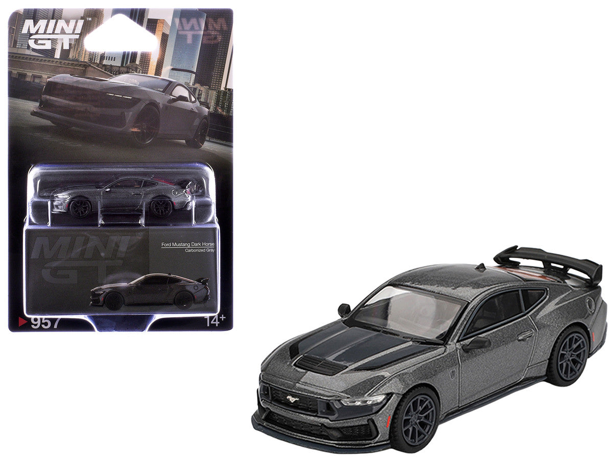 2024 Ford Mustang Dark Horse Carbonized Gray Metallic Limited Edition 1/64 Diecast Model Car by Mini GT LuxuryLifeWay Online Store