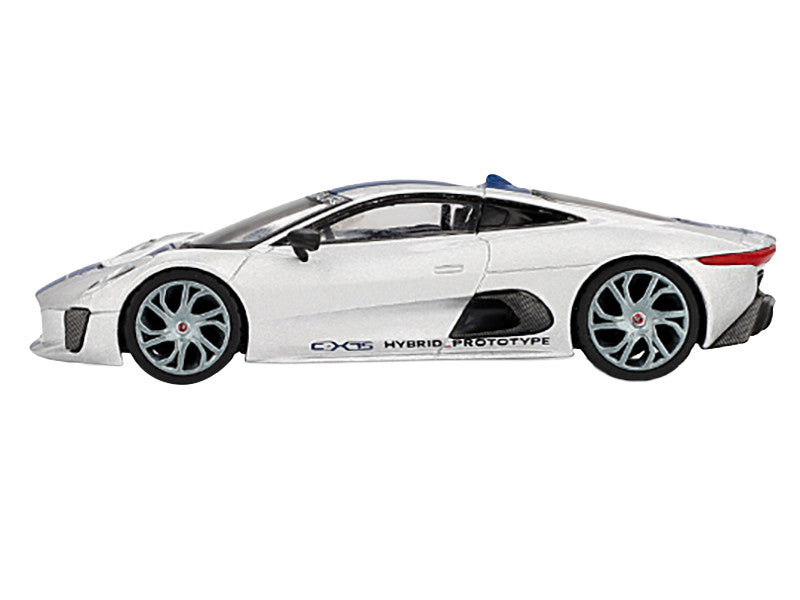 Jaguar C-X75 Silver Metallic with Blue Stripes Limited Edition 1/64 Diecast Model Car by Mini GT LuxuryLifeWay Online Store
