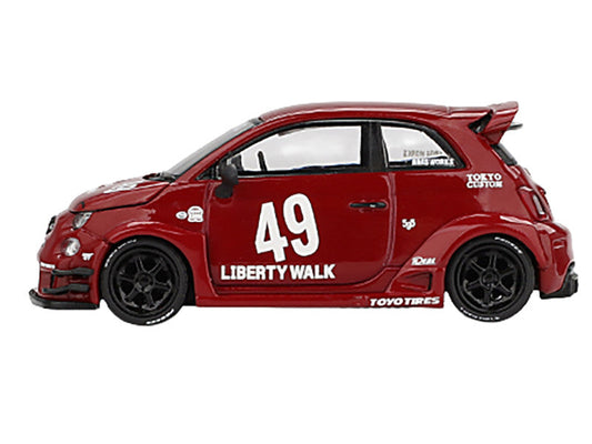 ABARTH 595 #49 "LB-Works x Abas Works" Red Limited Edition 1/64 Diecast Model Car by Mini GT LuxuryLifeWay Online Store