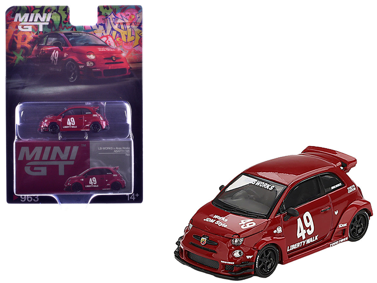 ABARTH 595 #49 "LB-Works x Abas Works" Red Limited Edition 1/64 Diecast Model Car by Mini GT LuxuryLifeWay Online Store