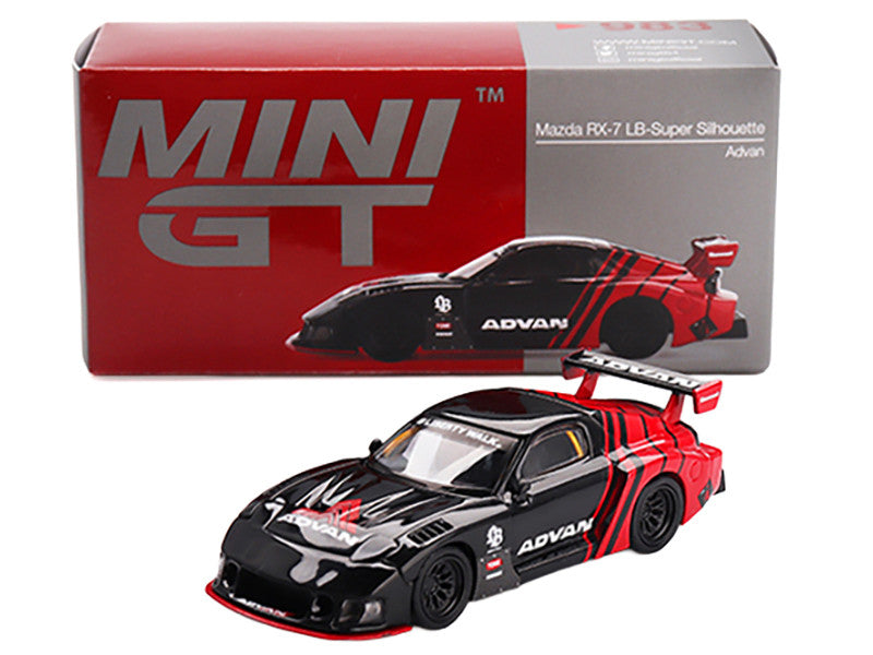 Mazda RX-7 LB-Super Silhouette RHD (Right Hand Drive) "Advan" Black and Red Limited Edition 1/64 Diecast Model Car by Mini GT LuxuryLifeWay Online Store