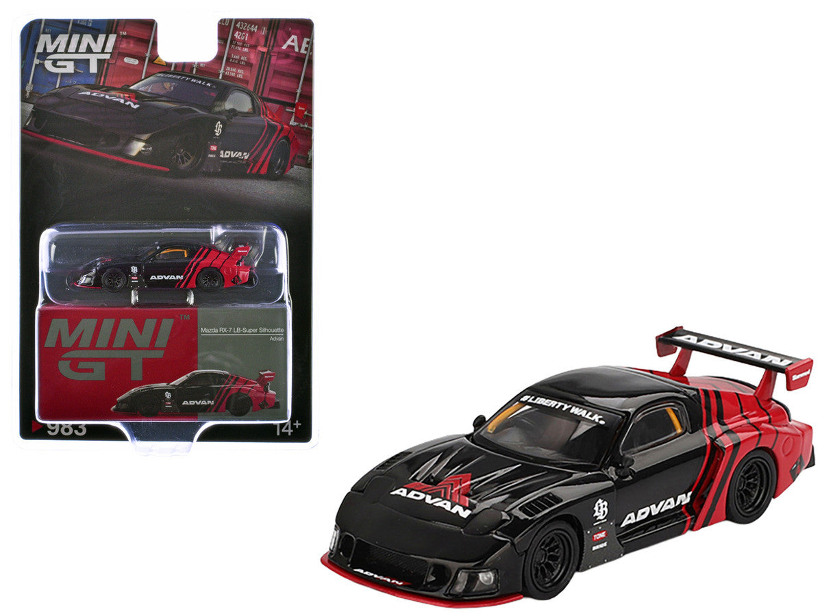 Mazda RX-7 LB-Super Silhouette RHD (Right Hand Drive) "Advan" Black and Red Limited Edition 1/64 Diecast Model Car by Mini GT LuxuryLifeWay Online Store