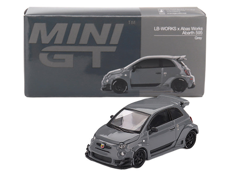 ABARTH 595 #49 "LB-Works x Abas Works" Gray Limited Edition 1/64 Diecast Model Car by Mini GT LuxuryLifeWay Online Store