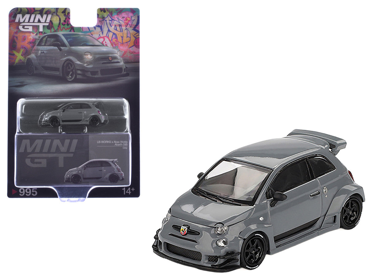 ABARTH 595 #49 "LB-Works x Abas Works" Gray Limited Edition 1/64 Diecast Model Car by Mini GT LuxuryLifeWay Online Store