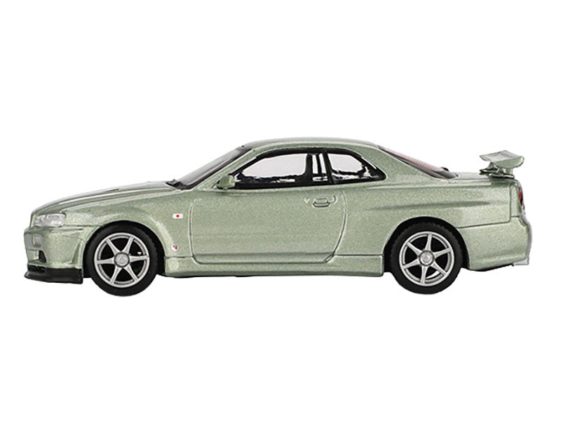 Nissan Skyline GT-R (R34) V-Spec II Nur RHD (Right Hand Drive) Millenium Jade Metallic Limited Edition 1/64 Diecast Model Car by Mini GT LuxuryLifeWay Online Store