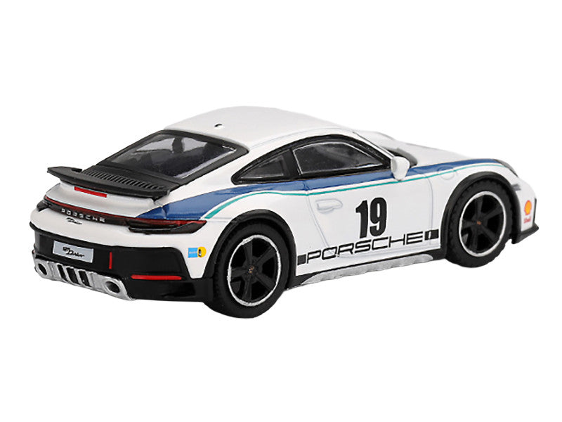 Porsche 911 Dakar #19 "Rally 1974" Tribute Livery White with Blue Stripes Limited Edition 1/64 Diecast Model Car by Mini GT LuxuryLifeWay Online Store