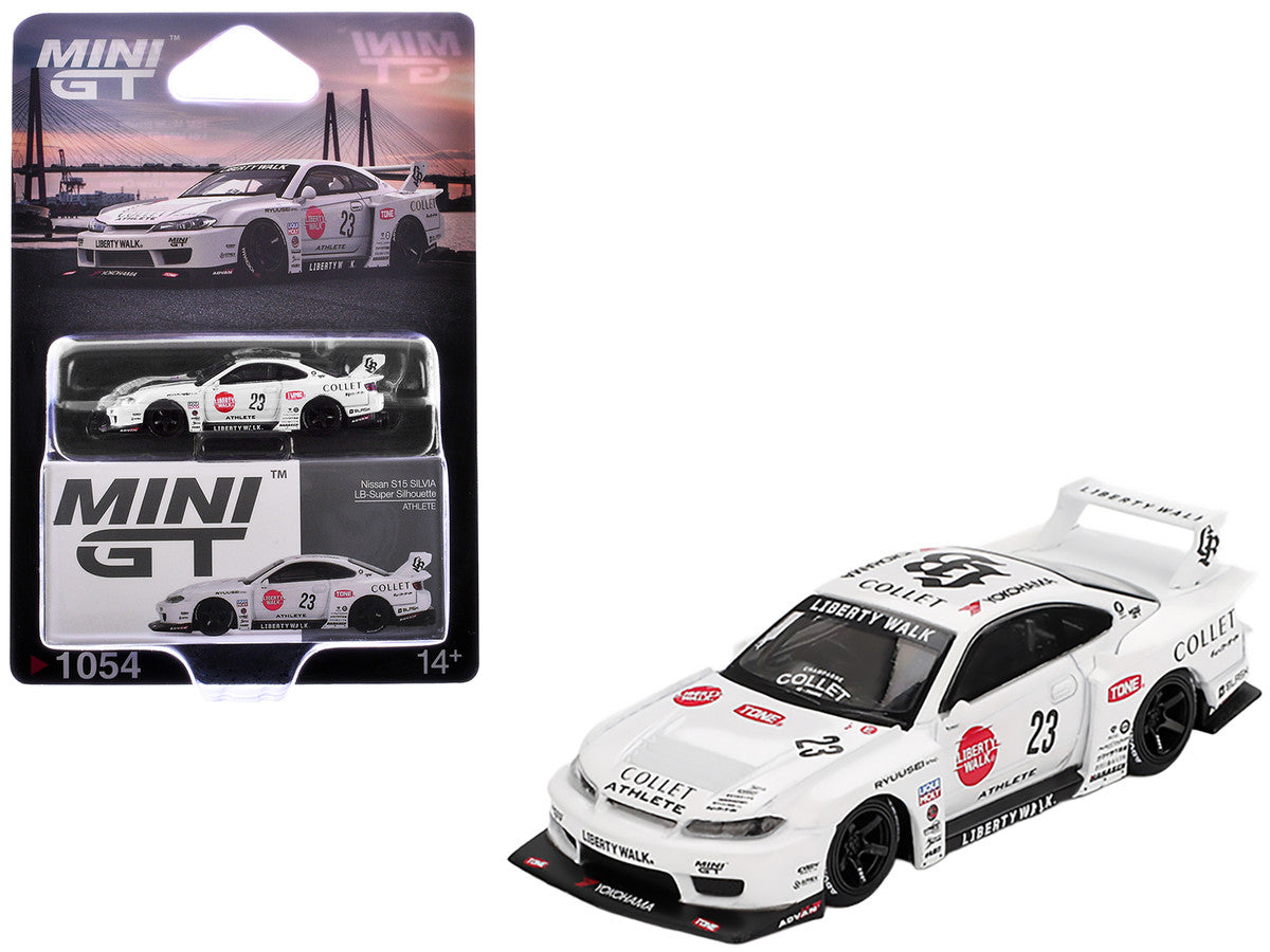 Nissan Silvia (S15) LB-Super Silhouette RHD (Right Hand Drive) #23 "Athlete" White with Graphics Limited Edition 1/64 Diecast Model Car by Mini GT LuxuryLifeWay Online Store