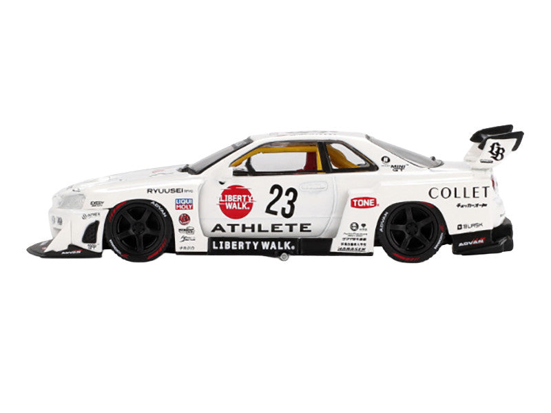 Nissan LB-ER34 Super Silhouette RHD (Right Hand Drive) #23 "ATHLETE - COLLET" White with Graphics Limited Edition 1/64 Diecast Model Car by Mini GT LuxuryLifeWay Online Store