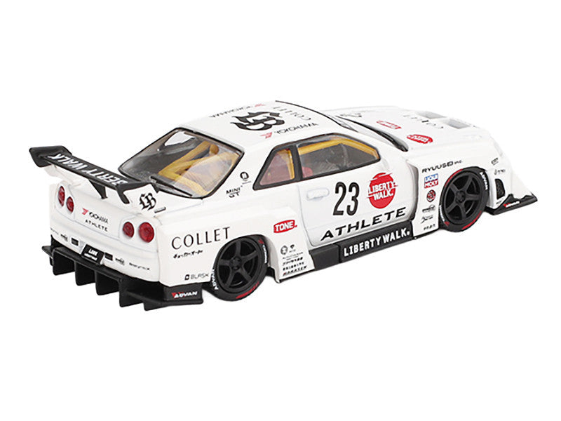 Nissan LB-ER34 Super Silhouette RHD (Right Hand Drive) #23 "ATHLETE - COLLET" White with Graphics Limited Edition 1/64 Diecast Model Car by Mini GT LuxuryLifeWay Online Store