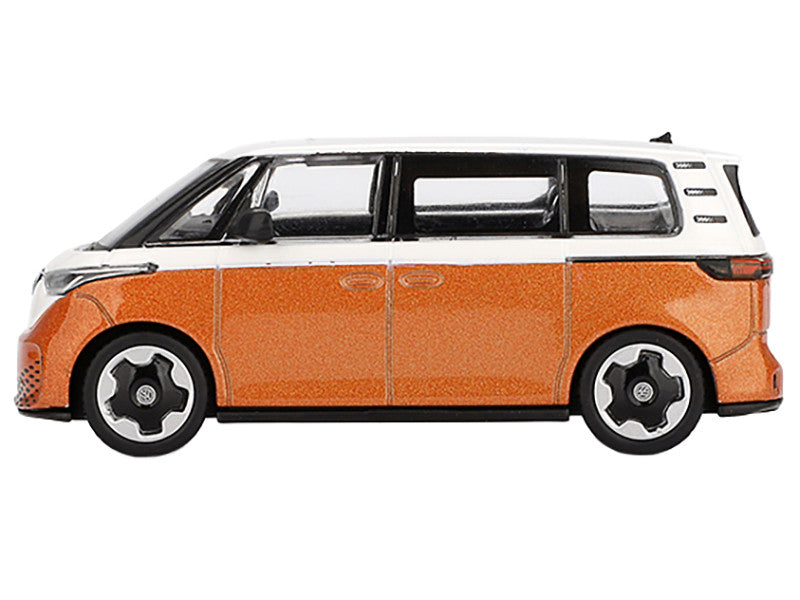 Volkswagen ID.Buzz Van Candy White and Energetic Orange Metallic Limited Edition 1/64 Diecast Model Car by Mini GT LuxuryLifeWay Online Store