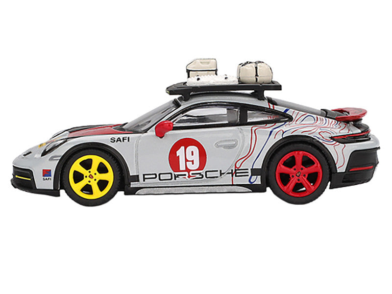 Porsche 911 Dakar #19 "Uncle Rally" Gray with Graphics and Roof Rack Limited Edition 1/64 Diecast Model Car by Mini GT LuxuryLifeWay Online Store
