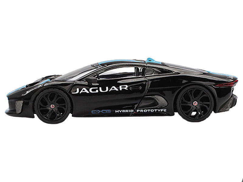 Jaguar C-X75 Black with Light Blue Stripe Limited Edition 1/64 Diecast Model Car by Mini GT LuxuryLifeWay Online Store