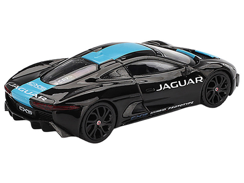 Jaguar C-X75 Black with Light Blue Stripe Limited Edition 1/64 Diecast Model Car by Mini GT LuxuryLifeWay Online Store