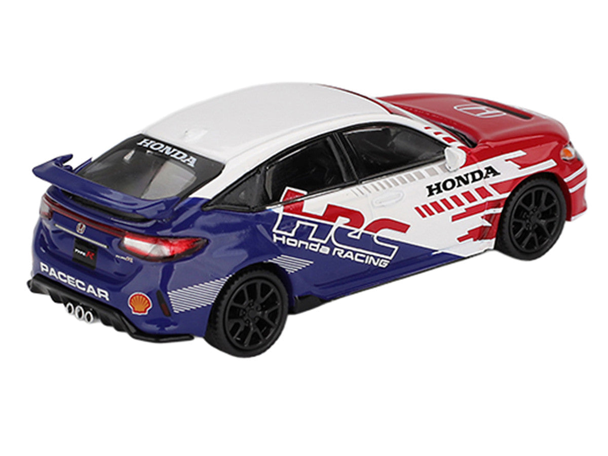 Honda Civic TYPE R "2024 Pace Car HRC" White with Red and Blue Graphics Limited Edition 1/64 Diecast Model Car by Mini GT LuxuryLifeWay Online Store