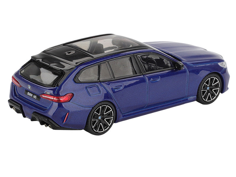 BMW M5 Touring Marina Bay Blue Metallic with Black Top and Sun Roof Limited Edition 1/64 Diecast Model Car by Mini GT LuxuryLifeWay Online Store