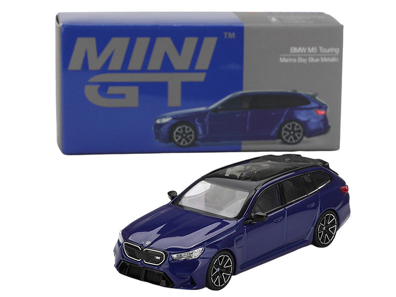 BMW M5 Touring Marina Bay Blue Metallic with Black Top and Sun Roof Limited Edition 1/64 Diecast Model Car by Mini GT LuxuryLifeWay Online Store