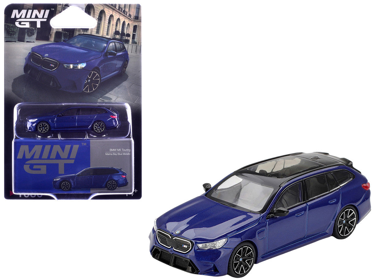 BMW M5 Touring Marina Bay Blue Metallic with Black Top and Sun Roof Limited Edition 1/64 Diecast Model Car by Mini GT LuxuryLifeWay Online Store
