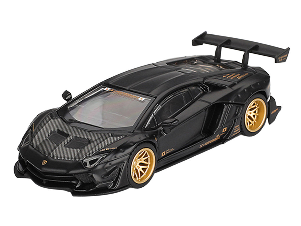 Lamborghini Aventador "LB-Works" Matt Black with Carbon Hood Limited Edition 1/64 Diecast Model Car by Mini GT LuxuryLifeWay Online Store