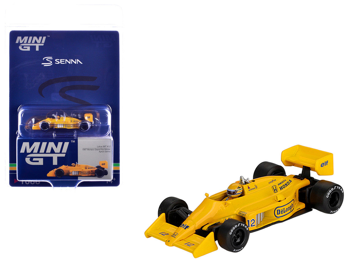 Lotus 99T #12 Ayrton Senna Winner Formula One F1 "Monaco GP" (1987) with Driver Figure Limited Edition 1/64 Die Cast Model Car by Mini GT LuxuryLifeWay Online Store