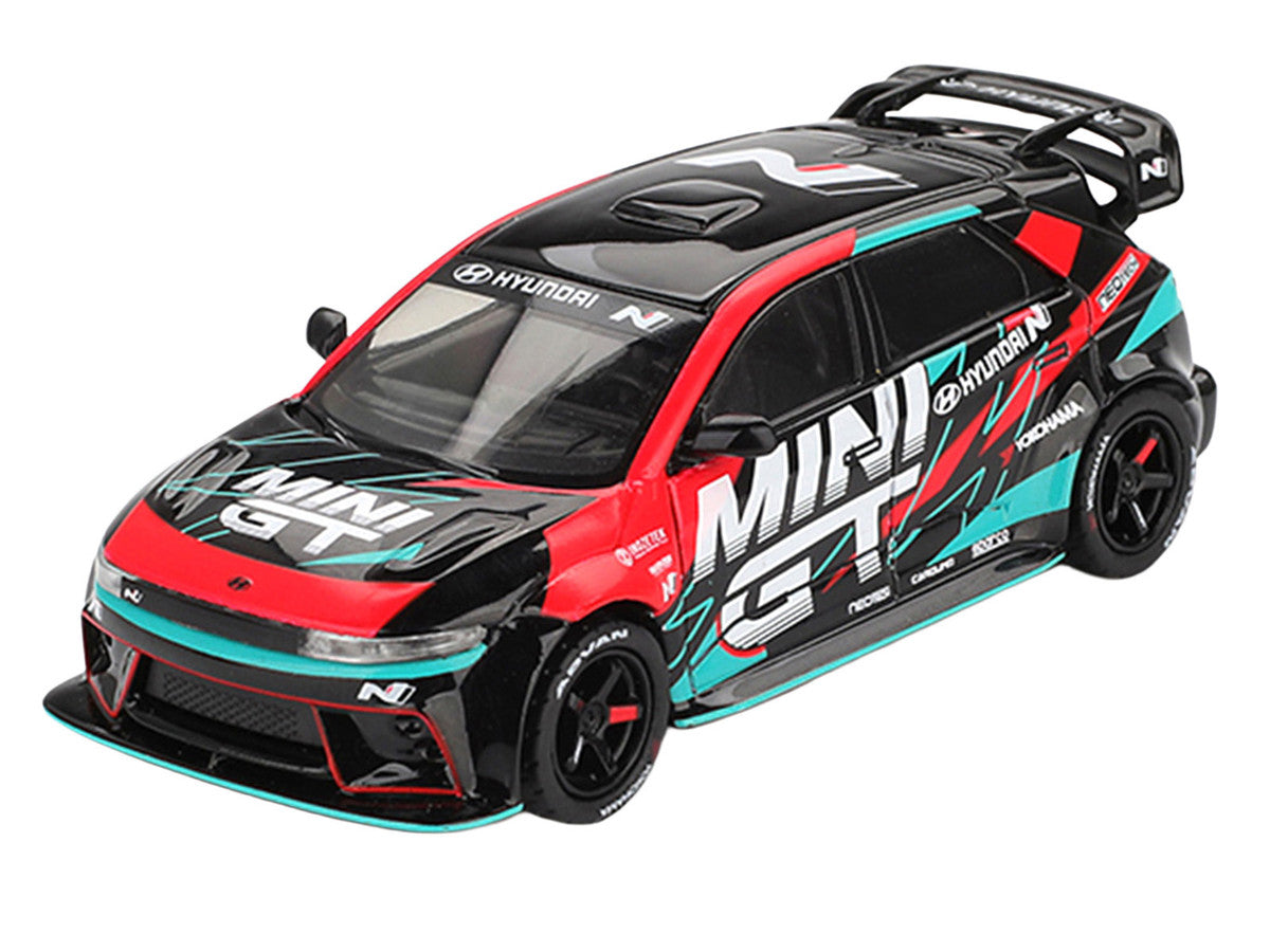 Hyundai Ioniq 5N RS-01T "Mini GT" Black with Graphics "2025 Tokyo Auto Salon" Limited Edition 1/64 Diecast Model Car by Mini GT LuxuryLifeWay Online Store
