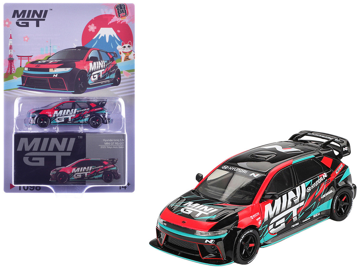 Hyundai Ioniq 5N RS-01T "Mini GT" Black with Graphics "2025 Tokyo Auto Salon" Limited Edition 1/64 Diecast Model Car by Mini GT LuxuryLifeWay Online Store