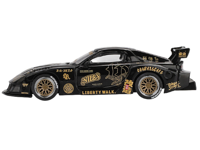 Mazda RX-7 LB-Super Silhouette "FD-NILES" Black with Gold Graphics Limited Edition 1/64 Diecast Model Car by Mini GT LuxuryLifeWay Online Store
