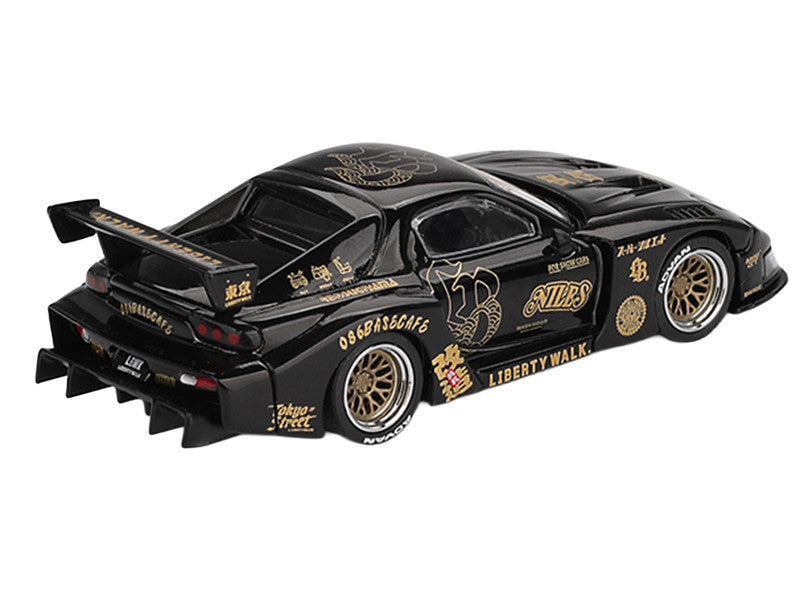 Mazda RX-7 LB-Super Silhouette "FD-NILES" Black with Gold Graphics Limited Edition 1/64 Diecast Model Car by Mini GT LuxuryLifeWay Online Store