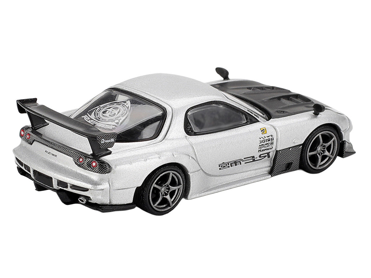 Mazda RX-7 RE-Amemiya Silver Metallic with Matt Black Hood Limited Edition 1/64 Diecast Model Car by Mini GT LuxuryLifeWay Online Store
