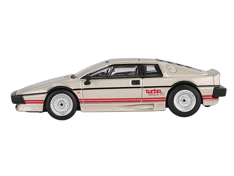 Lotus Esprit Turbo Silver Metallic with Red Stripes Limited Edition 1/64 Diecast Model Car by Mini GT LuxuryLifeWay Online Store