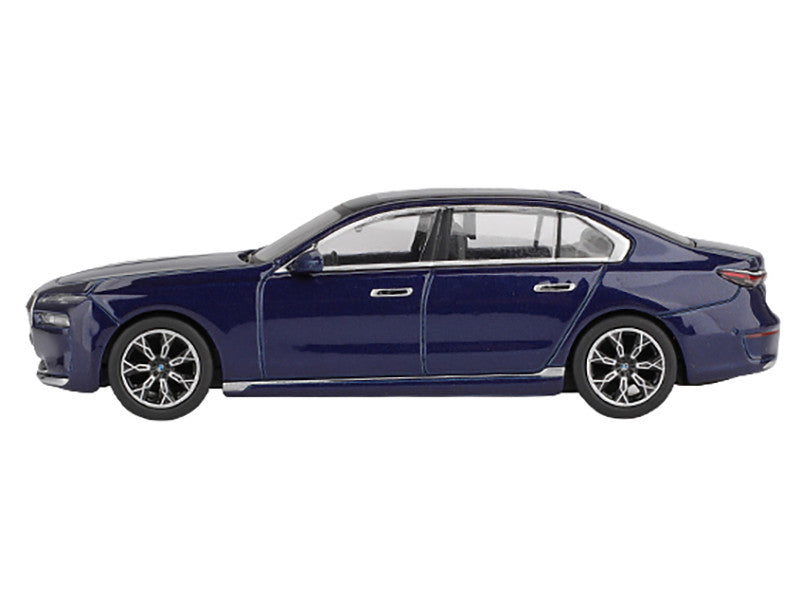 BMW i7 xDrive60 Tanzanite Blue Metallic with Sun Roof Limited Edition 1/64 Diecast Model Car by Mini GT LuxuryLifeWay Online Store
