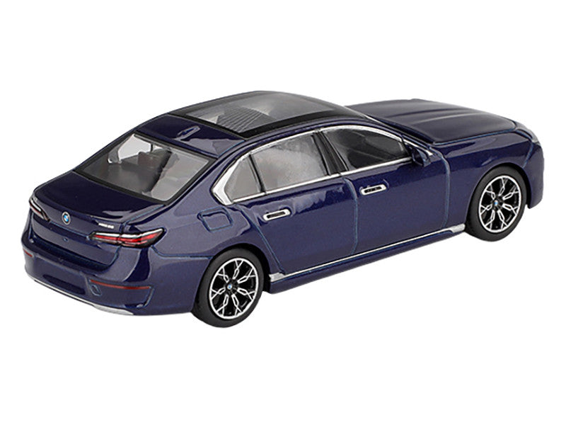 BMW i7 xDrive60 Tanzanite Blue Metallic with Sun Roof Limited Edition 1/64 Diecast Model Car by Mini GT LuxuryLifeWay Online Store