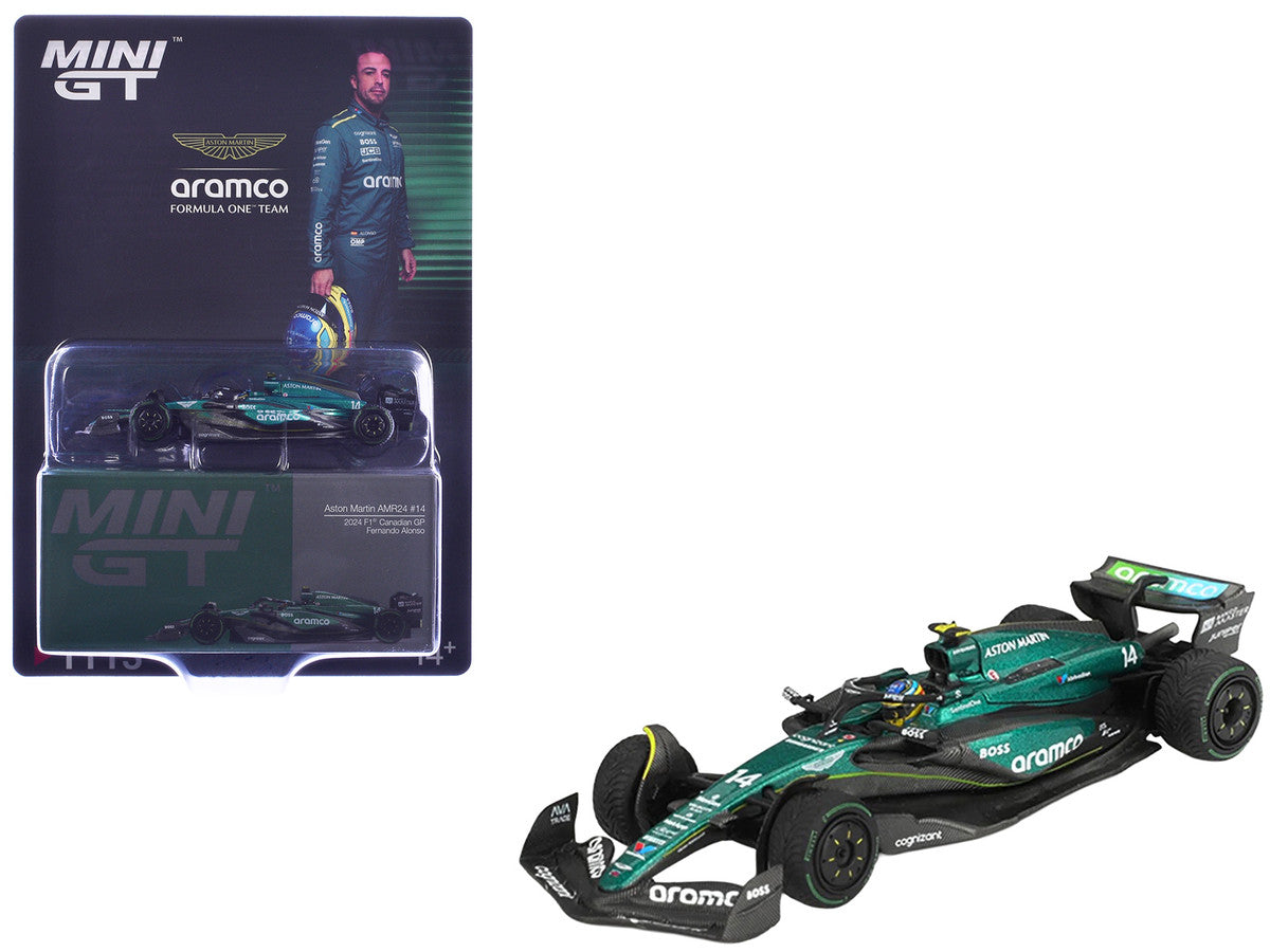 Aston Martin AMR24 #14 Fernando Alonso Formula One F1 "Canadian GP" (2024) Limited Edition 1/64 Diecast Model Car by Mini GT LuxuryLifeWay Online Store