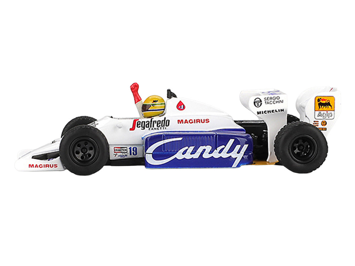 Toleman TG184 #19 Ayrton Senna 2nd Place Formula One F1 "Monaco GP" (1984) with Driver Figure Limited Edition 1/64 Diecast Model Car by Mini GT LuxuryLifeWay Online Store