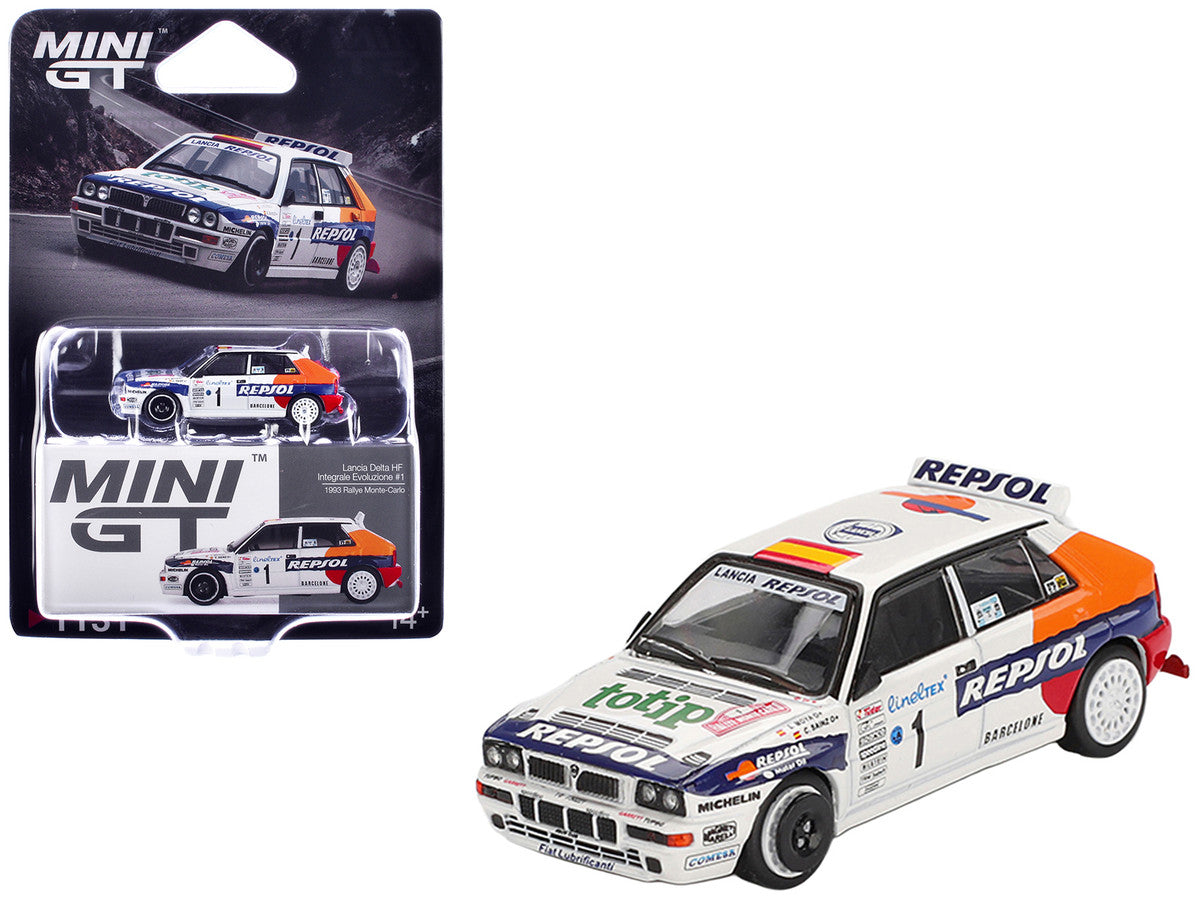 Lancia Delta HF Integrale Evoluzione #1 Carlos Sainz - Luis Moya "Rallye Monte-Carlo" (1993) Limited Edition 1/64 Diecast Model Car by Mini GT LuxuryLifeWay Online Store