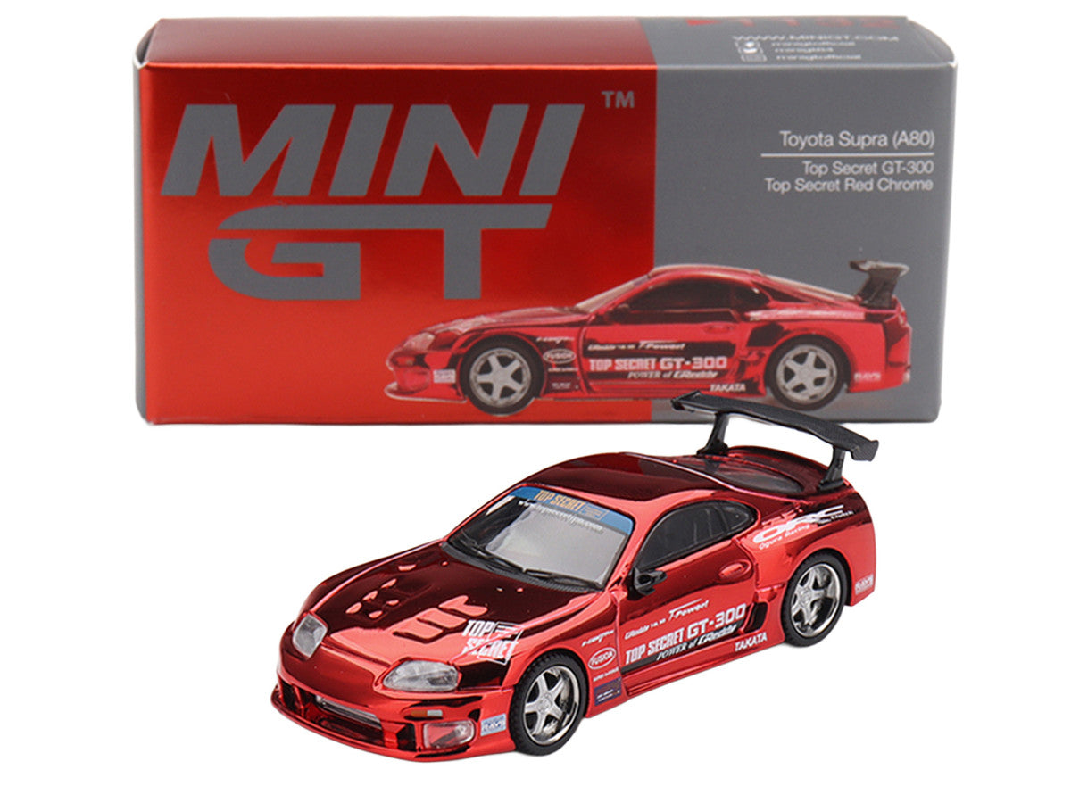 Toyota Supra (A80) Top Secret GT-300 RHD (Right Hand Drive) Red Chrome Limited Edition 1/64 Die Cast Model Car by Mini GT LuxuryLifeWay Online Store