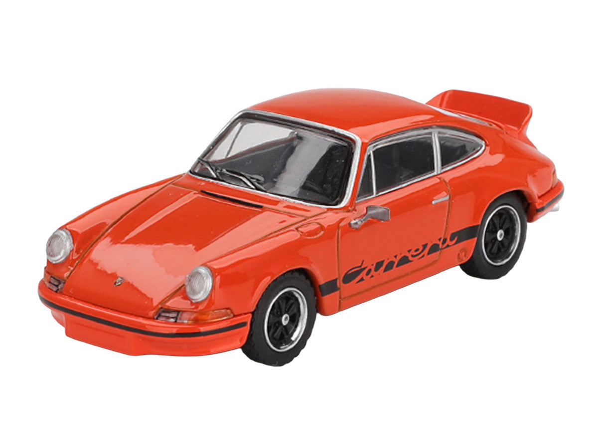 Porsche 911 Carrera RS 2.7 Tangerine with Black Stripes Limited Edition 1/64 Diecast Model Car by Mini GT LuxuryLifeWay Online Store