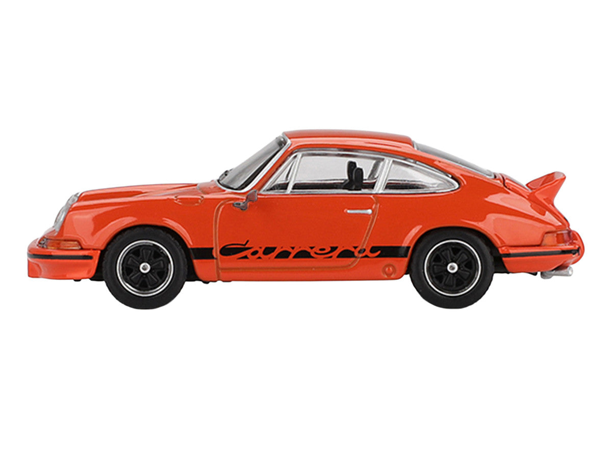 Porsche 911 Carrera RS 2.7 Tangerine with Black Stripes Limited Edition 1/64 Diecast Model Car by Mini GT LuxuryLifeWay Online Store