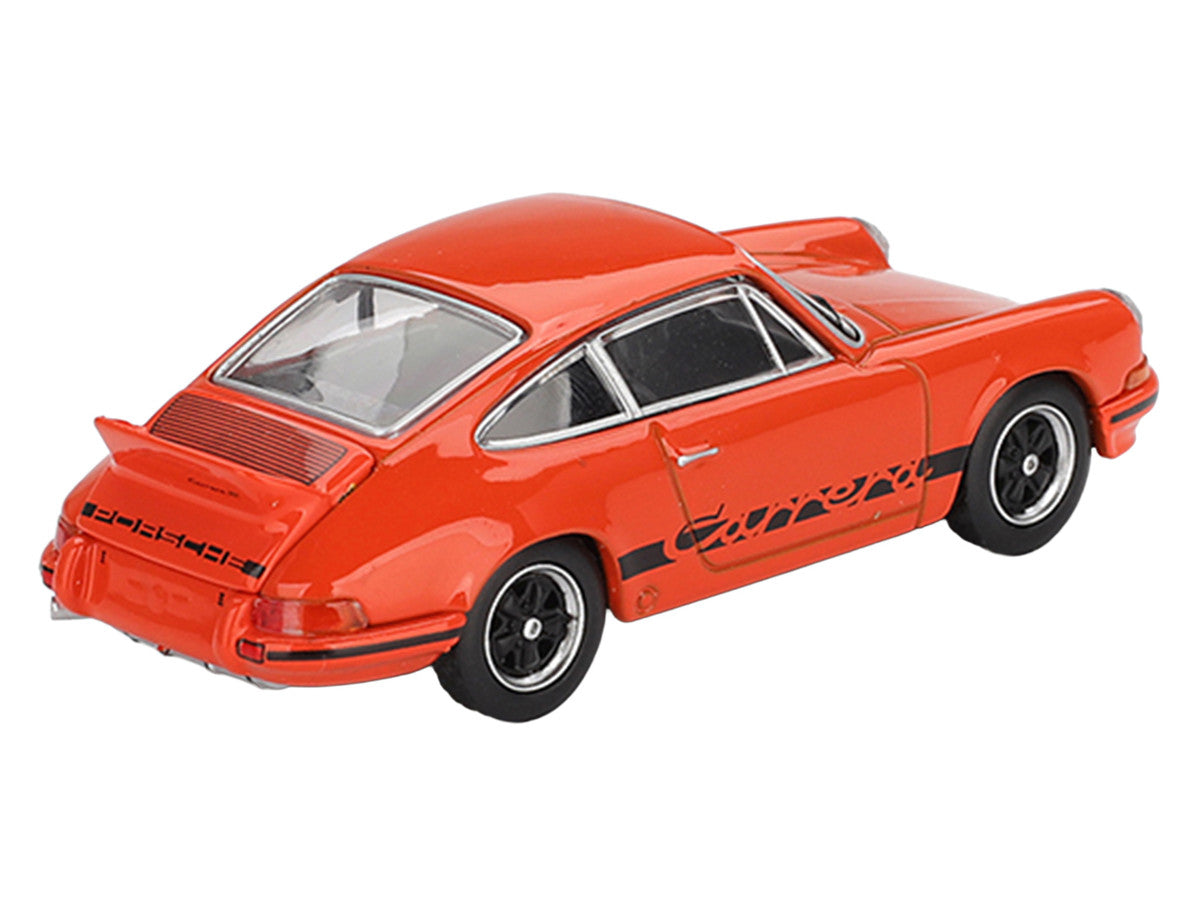 Porsche 911 Carrera RS 2.7 Tangerine with Black Stripes Limited Edition 1/64 Diecast Model Car by Mini GT LuxuryLifeWay Online Store