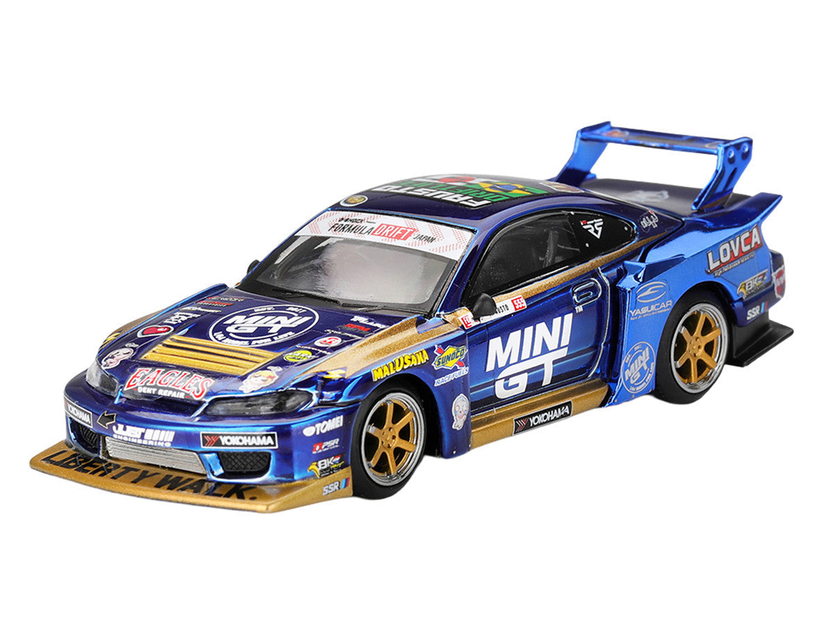 Nissan Silvia (S15) LB-Super Silhouette RHD (Right Hand Drive) #555 Yukio Fausto "Team MINI GT Liberty Walk" "Formula Drift Japan" (2025) Limited Edition 1/64 Diecast Model Car by Mini GT LuxuryLifeWay Online Store