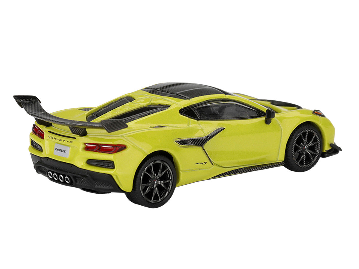 Chevrolet Corvette ZR1 Accelerate Yellow with Carbon Top Limited Edition 1/64 Diecast Model Car by Mini GT LuxuryLifeWay Online Store